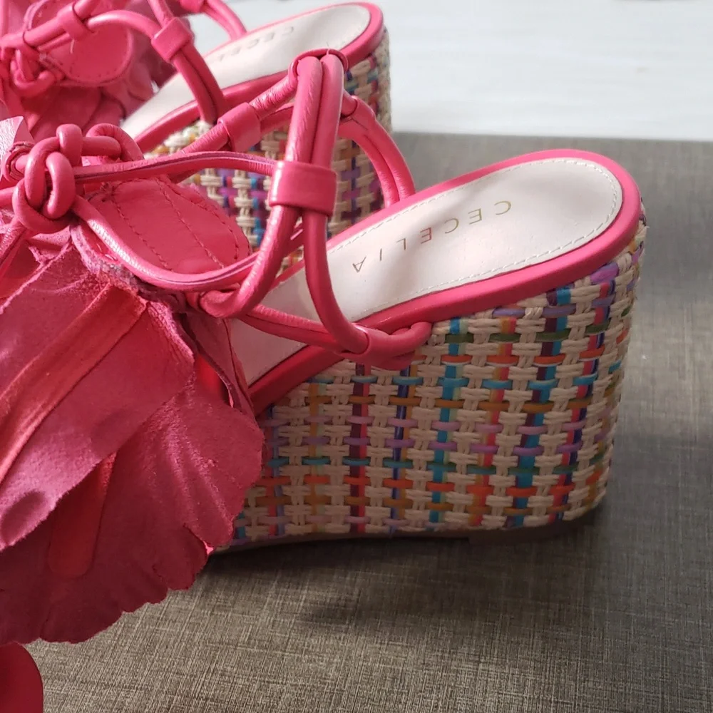 Cecelia New York Pink Lily Platform Wedge Sandal - SZ‎ 6.5 - NWOT